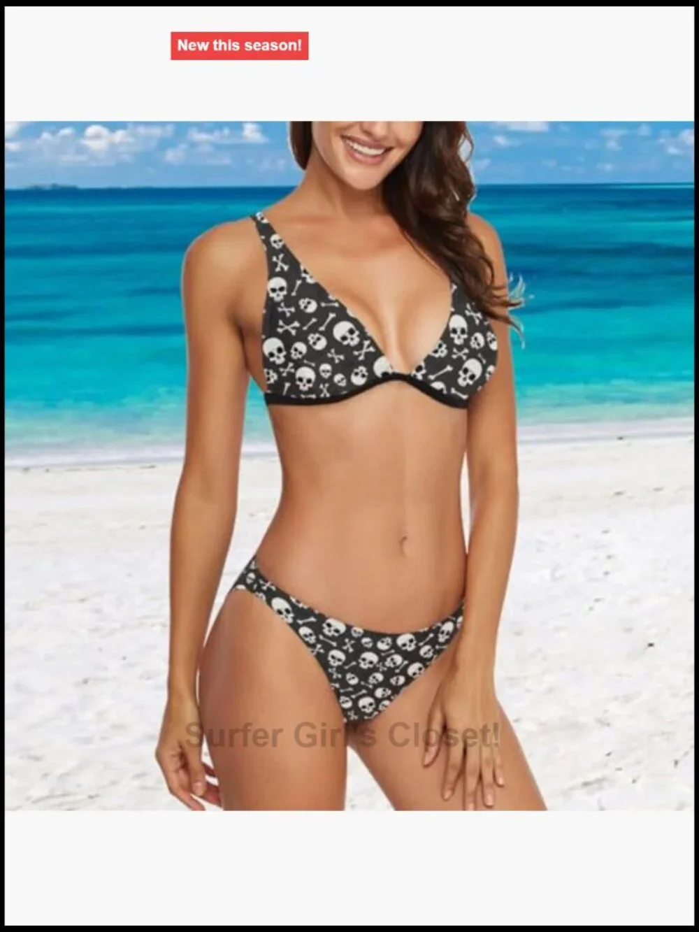 2 Pc Swimsuit Set Triangle Padded Top Thong Bikini Bathing Set Quick-Dry